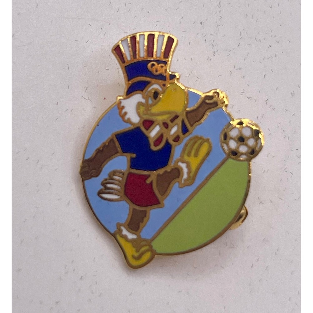Vintage 1984 LA Olympics Sam the Eagle Soccer Pin Mascot Memorabilia Gold Tone